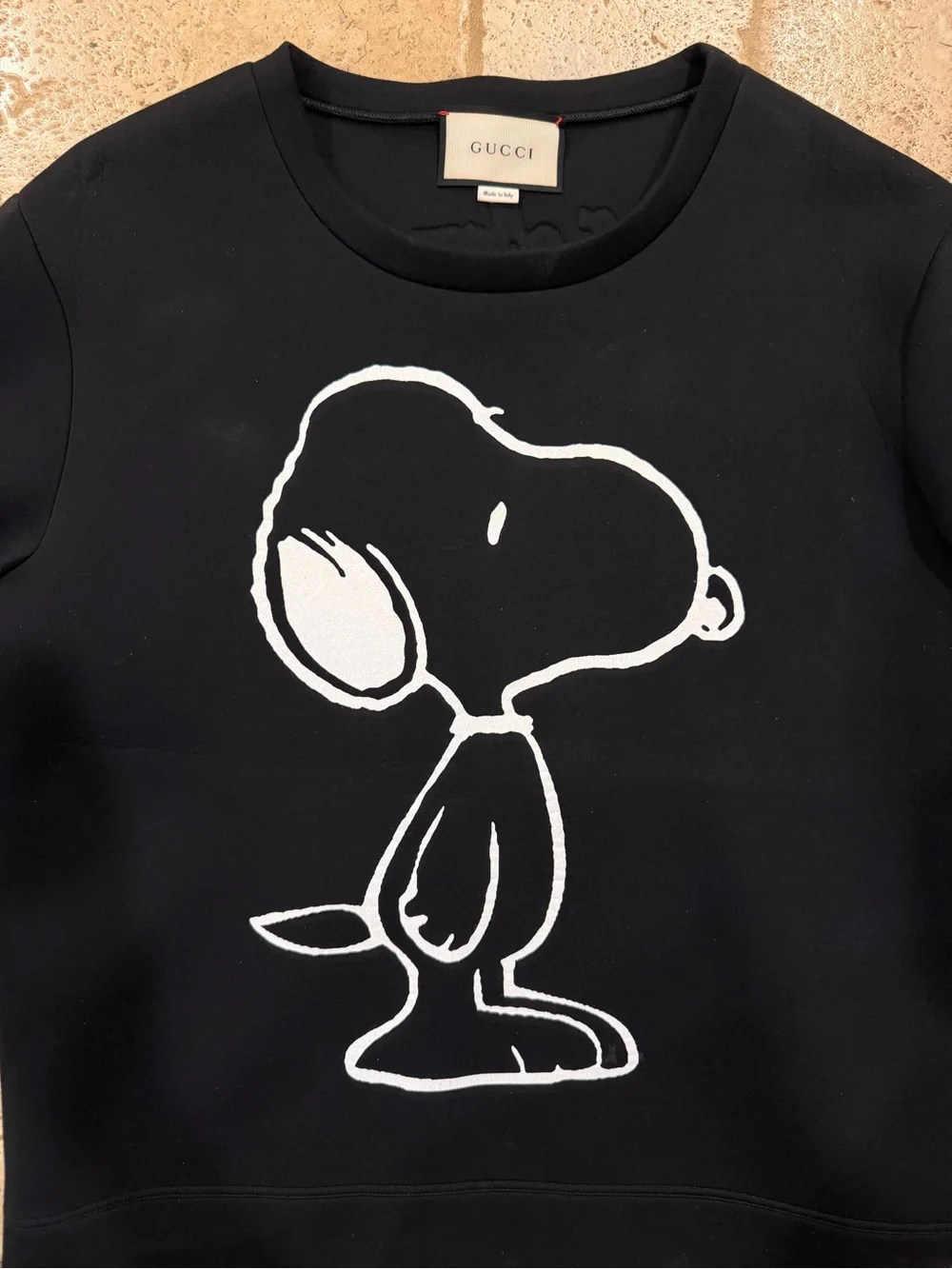 Gucci 2016 Snoopy Peanut / Tiger Embroidery Black Crewneck Sweatshirt